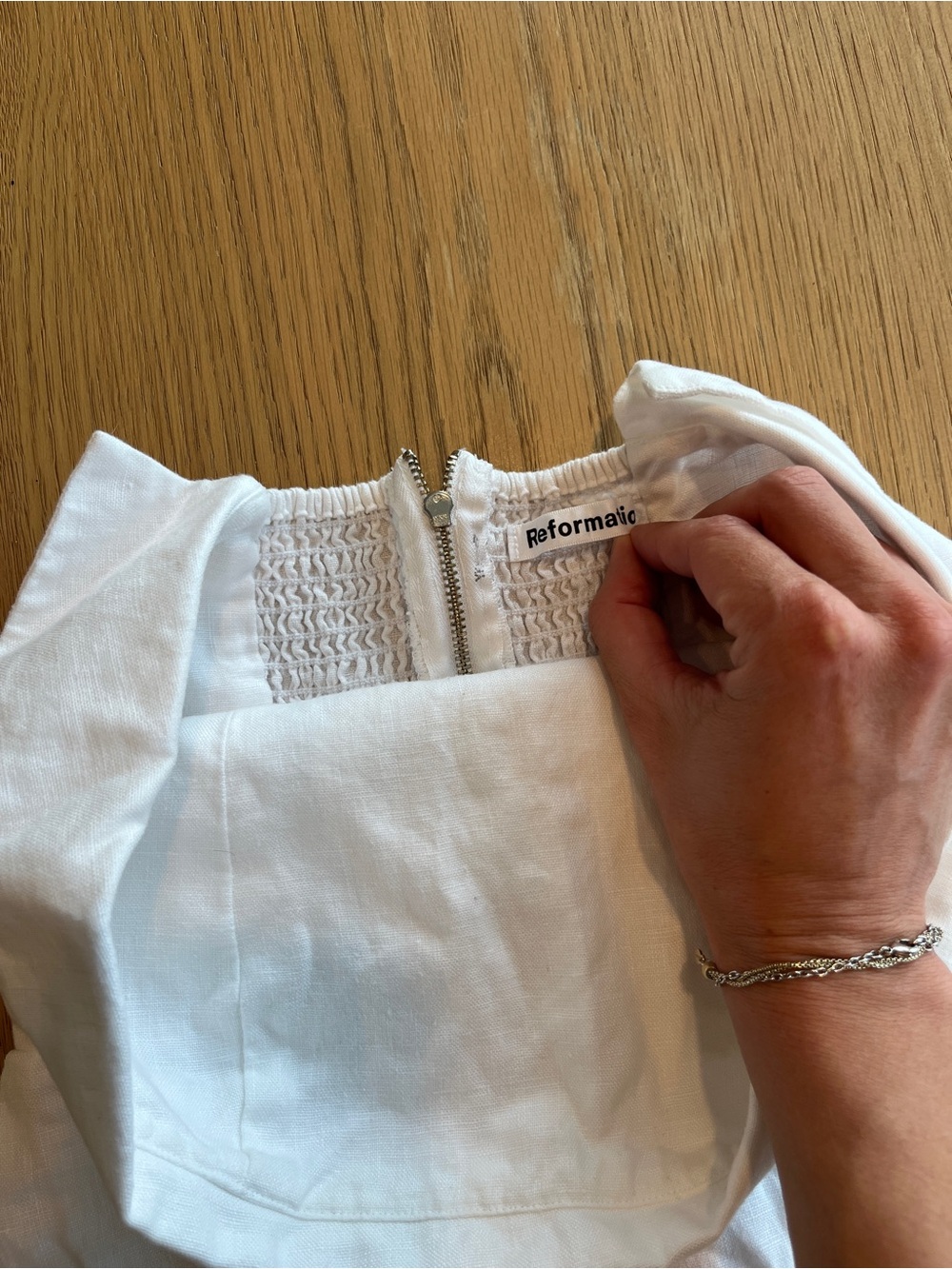 Reformation Marcella White Linen Strapless Midi Dress with Side Slit - Picture 12 of 16